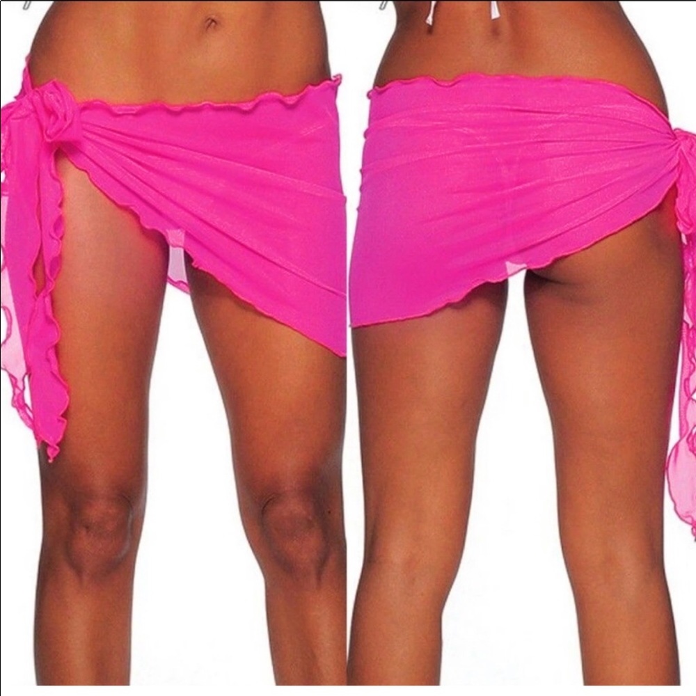 Sexy Bright Pink Mesh Sarong Wrap Cover Up - Body Zone Apparel - Size: OS